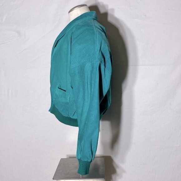 Vintage Daniel Marcus Cropped Teal Suede 90s Jacket  M - Picture 3 of 15